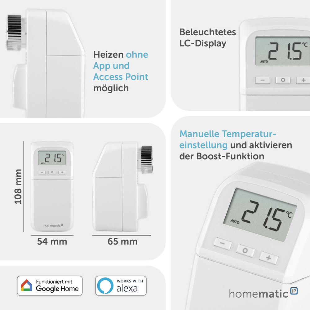 Homematic IP Smart Home Heizkörperthermostat kompakt plus HmIP-eTRV-CL