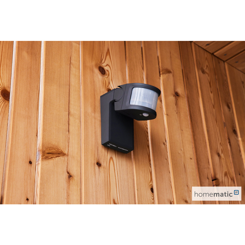 Homematic IP Smart Home Bewegungsmelder  mit Schaltaktor HmIP-SMO230-A – außen, 230 V, anthrazit