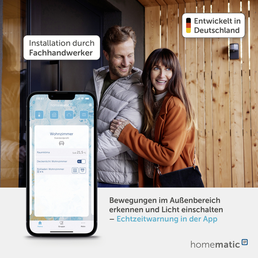 Homematic IP Smart Home Bewegungsmelder mit Schaltaktor – außen, anthrazit, HmIP-SMO230-A