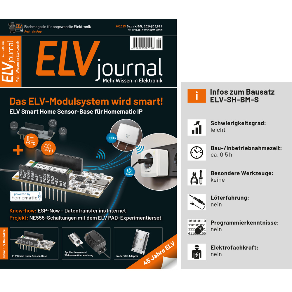 ELV Smart Home Sensor-Base, ELV-SH-BM-S, powered by Homematic IP