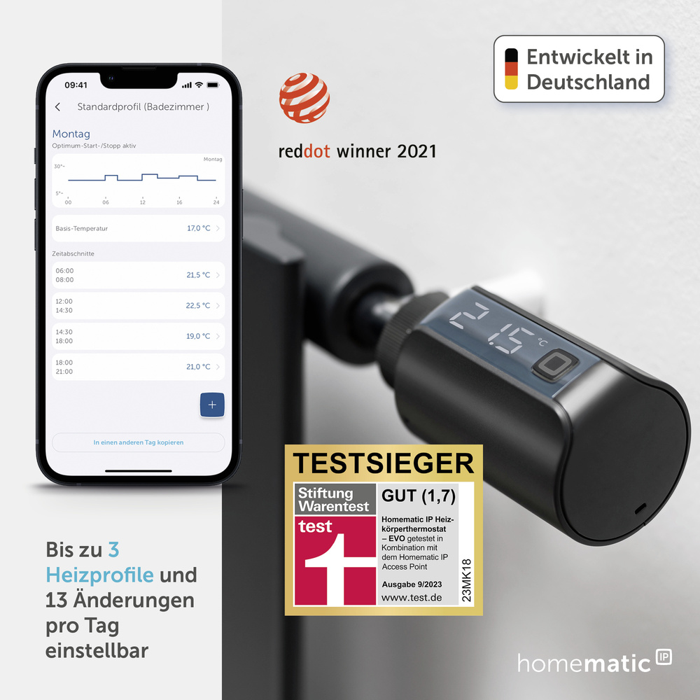 Homematic IP Smart Home Heizkörperthermostat – Evo, anthrazit, HmIP-eTRV-E-A