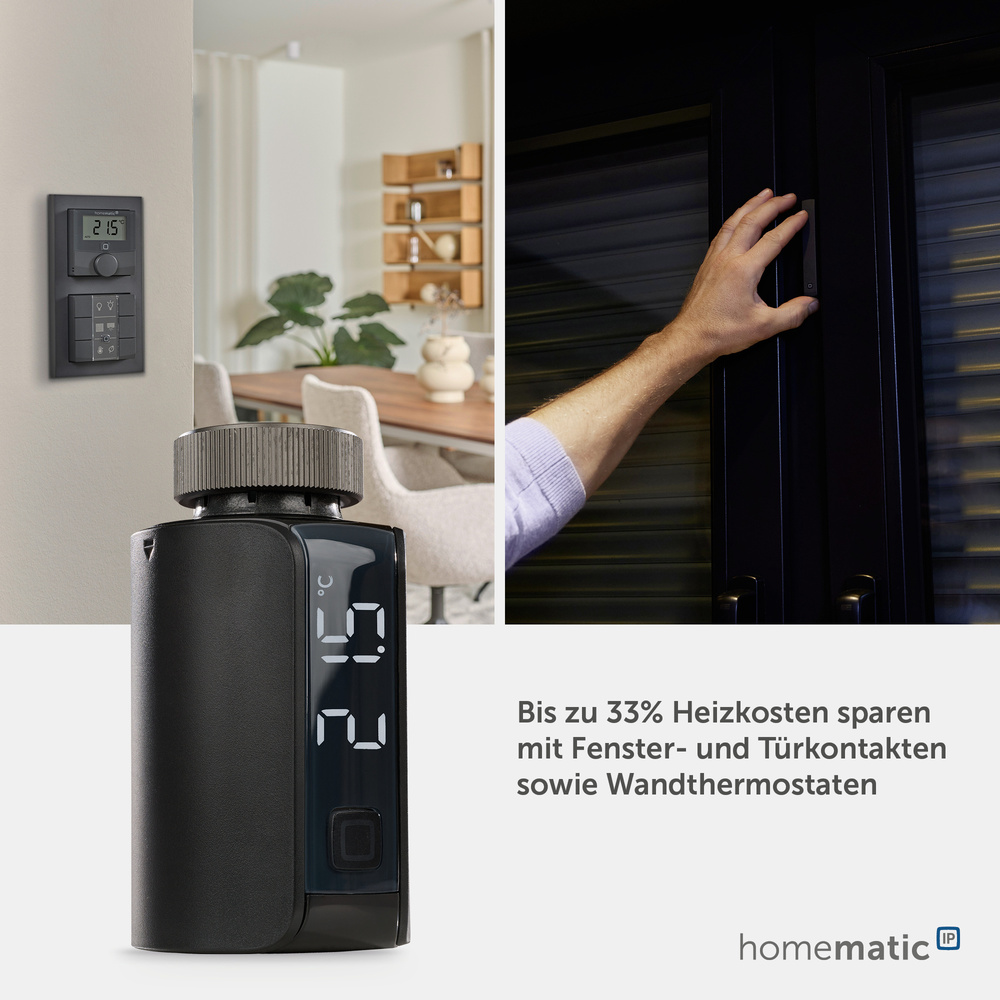 Homematic IP Smart Home Heizkörperthermostat – Evo, anthrazit, HmIP-eTRV-E-A