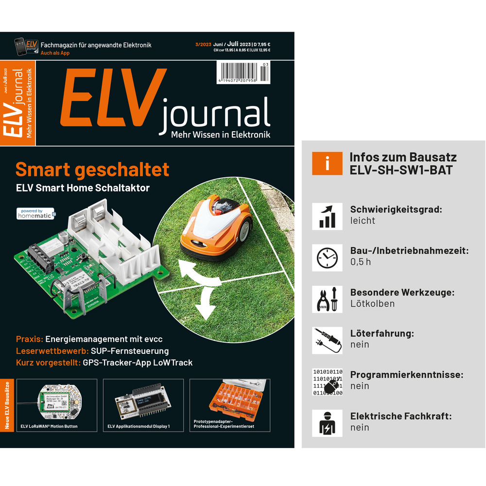 ELV Smart Home Bausatz batteriebetriebener Schaltaktor ELV-SH-SW1-BAT powered by Homematic IP