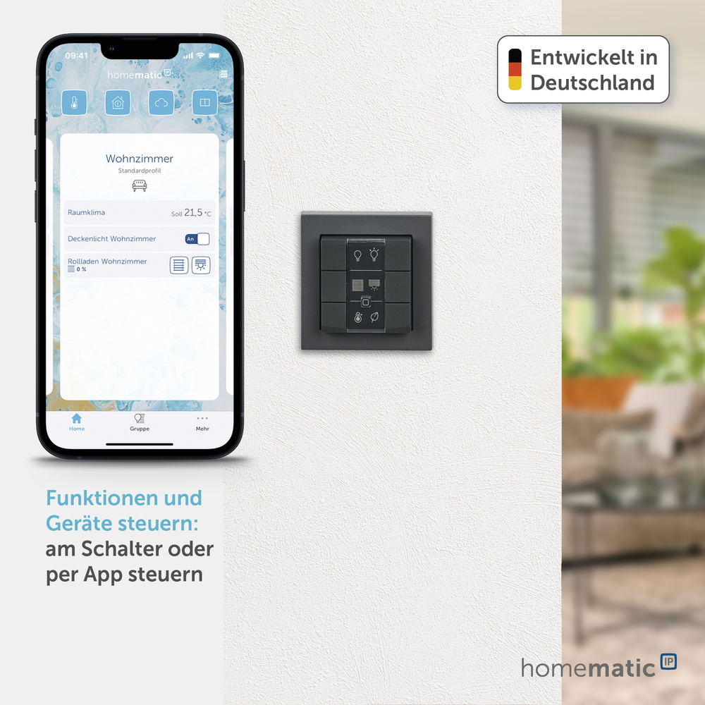 Homematic IP Smart Home Wandtaster – 6-fach, anthrazit, HmIP-WRC6-A