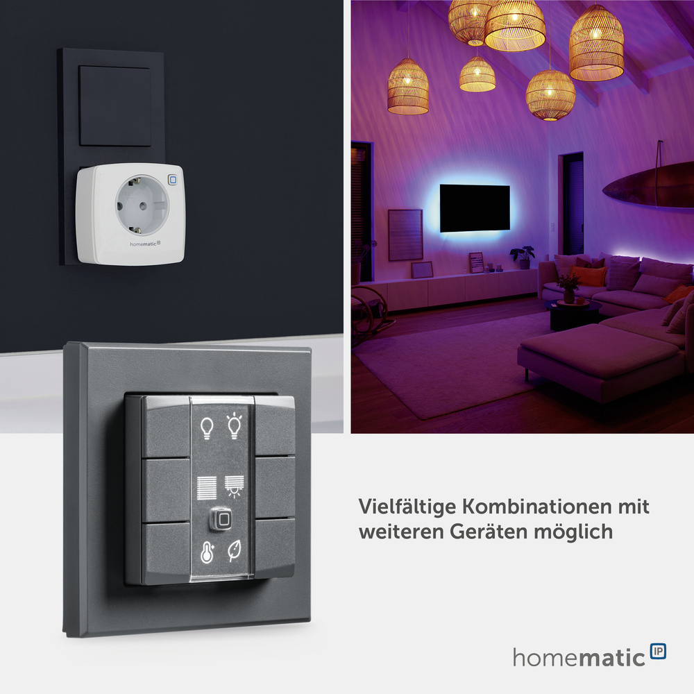 Homematic IP Smart Home Wandtaster – 6-fach, anthrazit, HmIP-WRC6-A