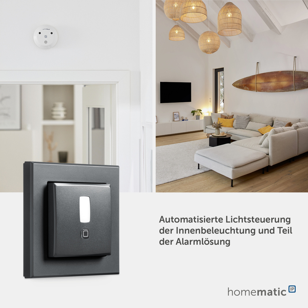 Homematic IP Smart Home Bewegungsmelder für 55er Rahmen – innen, anthrazit, HmIP-SMI55-A