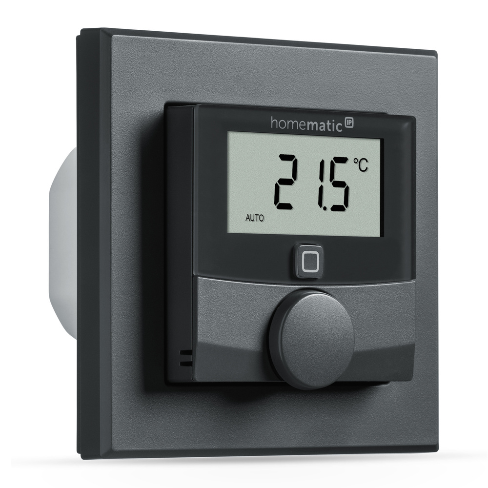 Homematic IP Smart Home Wandthermostat mit Schaltausgang – für Markenschalter, anthrazit, HmIP-BWTH-A