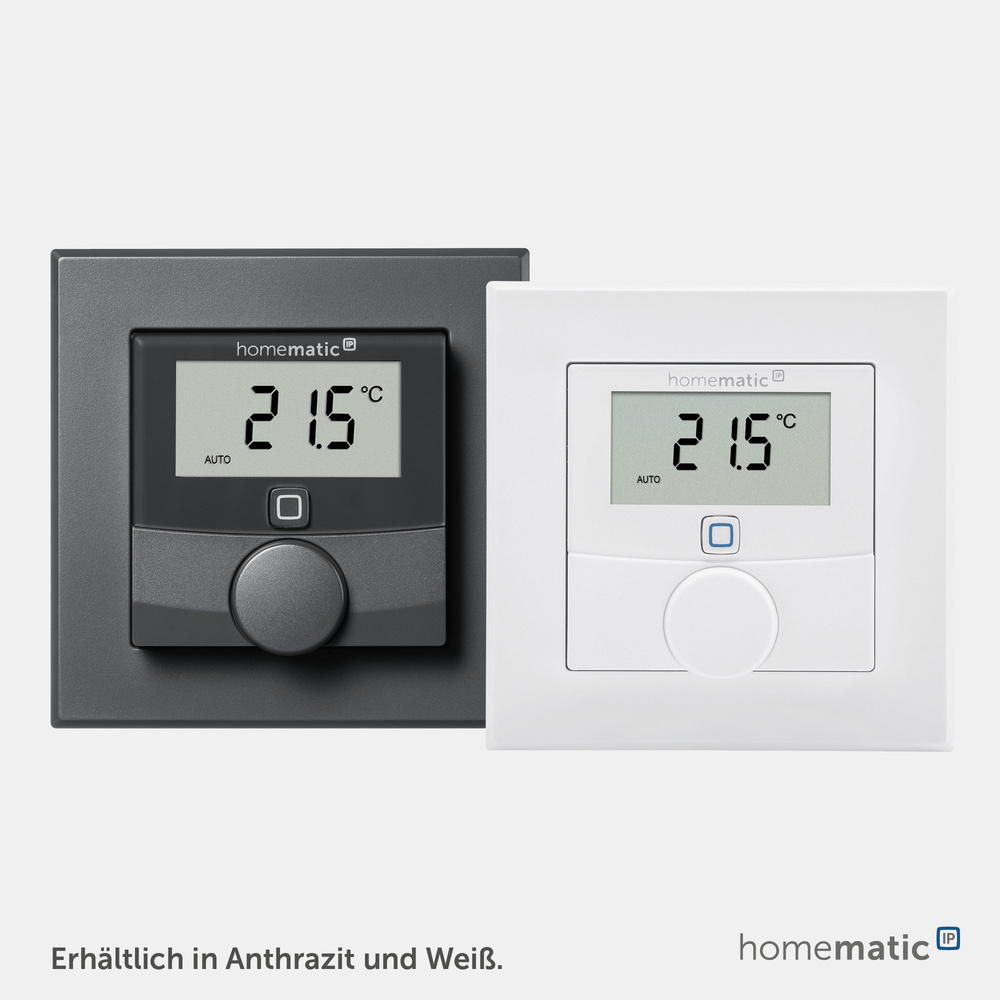 Homematic IP Smart Home Wandthermostat mit Schaltausgang – für Markenschalter, anthrazit, HmIP-BWTH-A