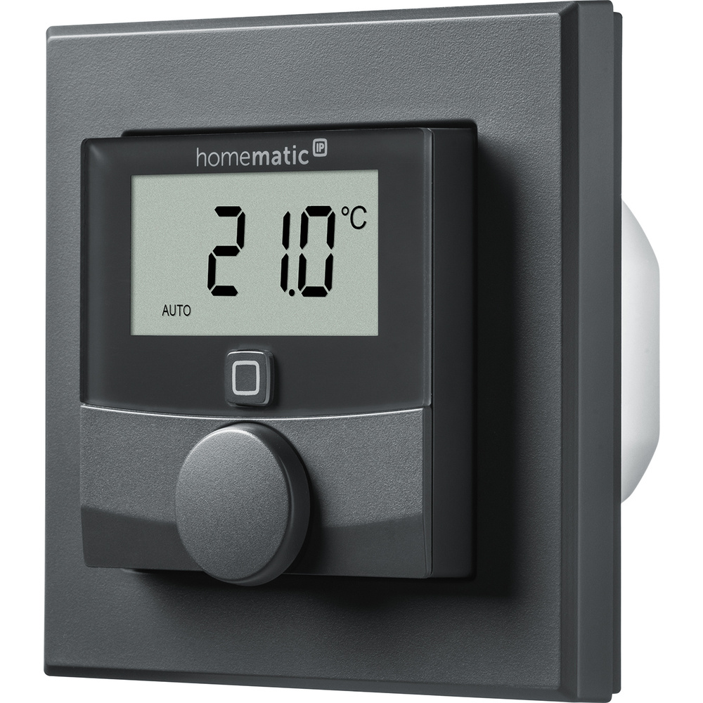 Homematic IP Smart Home Wandthermostat mit Schaltausgang – für Markenschalter, anthrazit, HmIP-BWTH-A