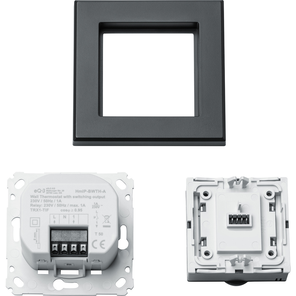 Homematic IP Smart Home Wandthermostat mit Schaltausgang – für Markenschalter, anthrazit, HmIP-BWTH-A