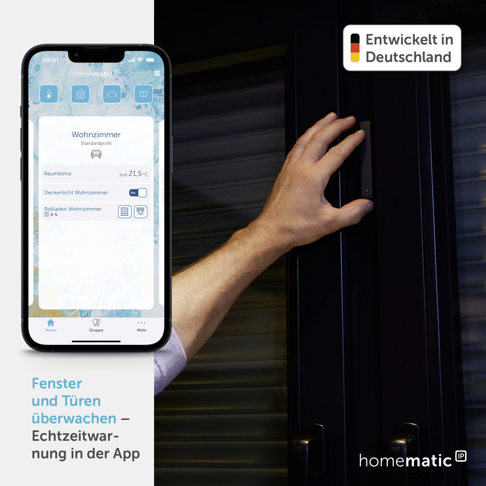 Homematic IP Smart Home Fenster- und Türkontakt – optisch, anthrazit, HmIP-SWDO-A