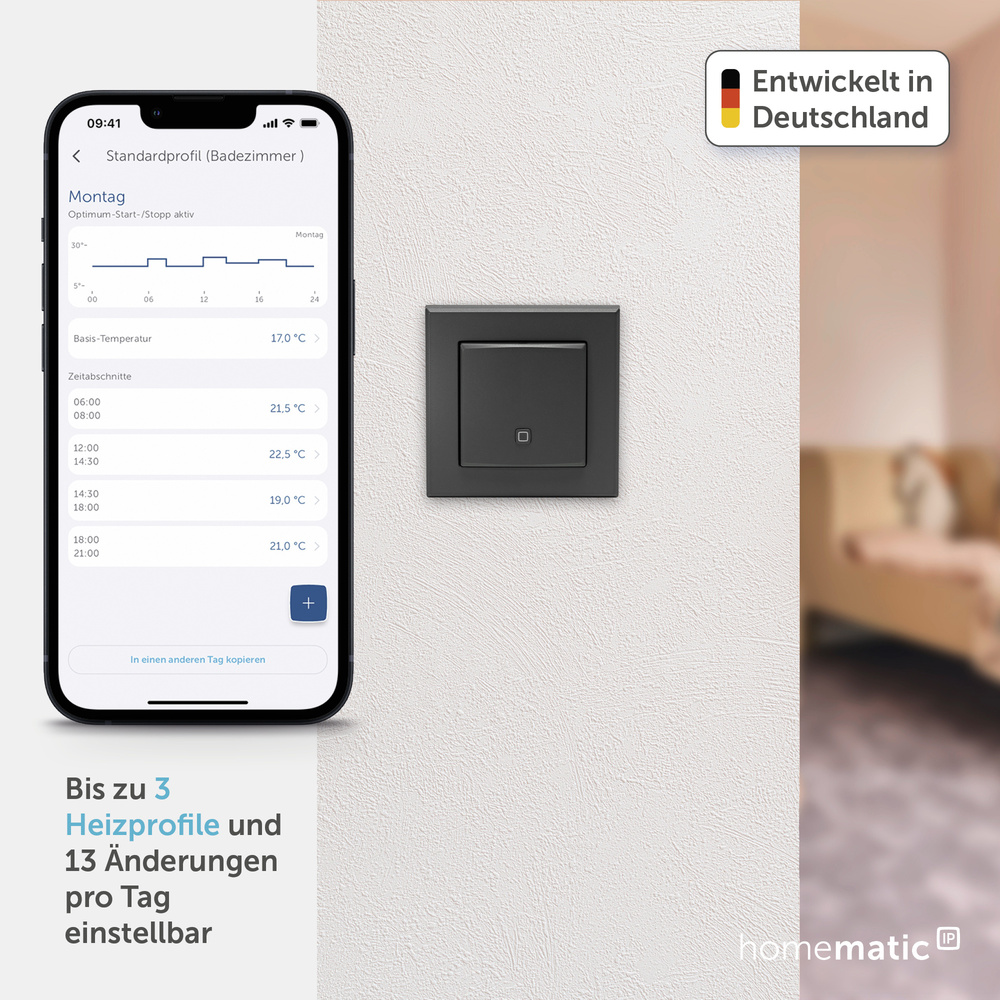 Homematic IP Smart Home Temperatur- und Luftfeuchtigkeitssensor – innen, anthrazit, HmIP-STH-A