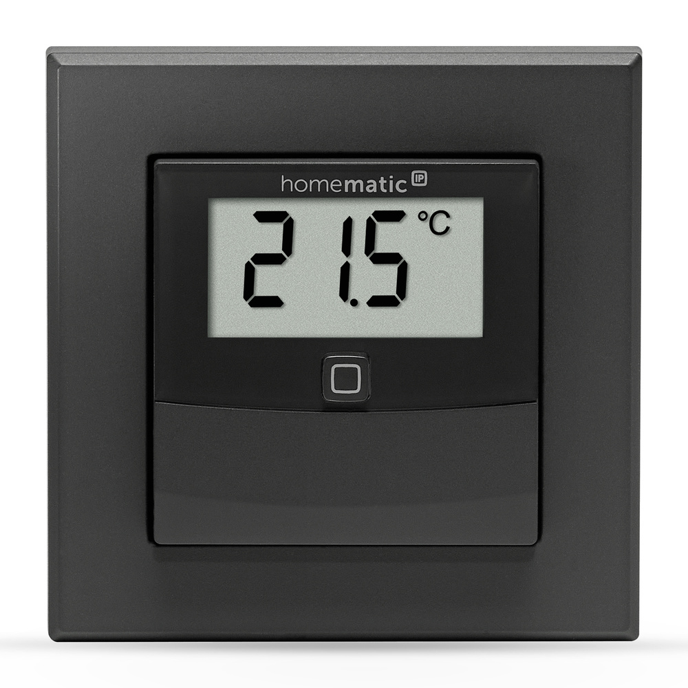 Homematic IP Smart Home Temperatur- und Luftfeuchtigkeitssensor mit Display – innen, anthrazit, HmIP-STHD-A