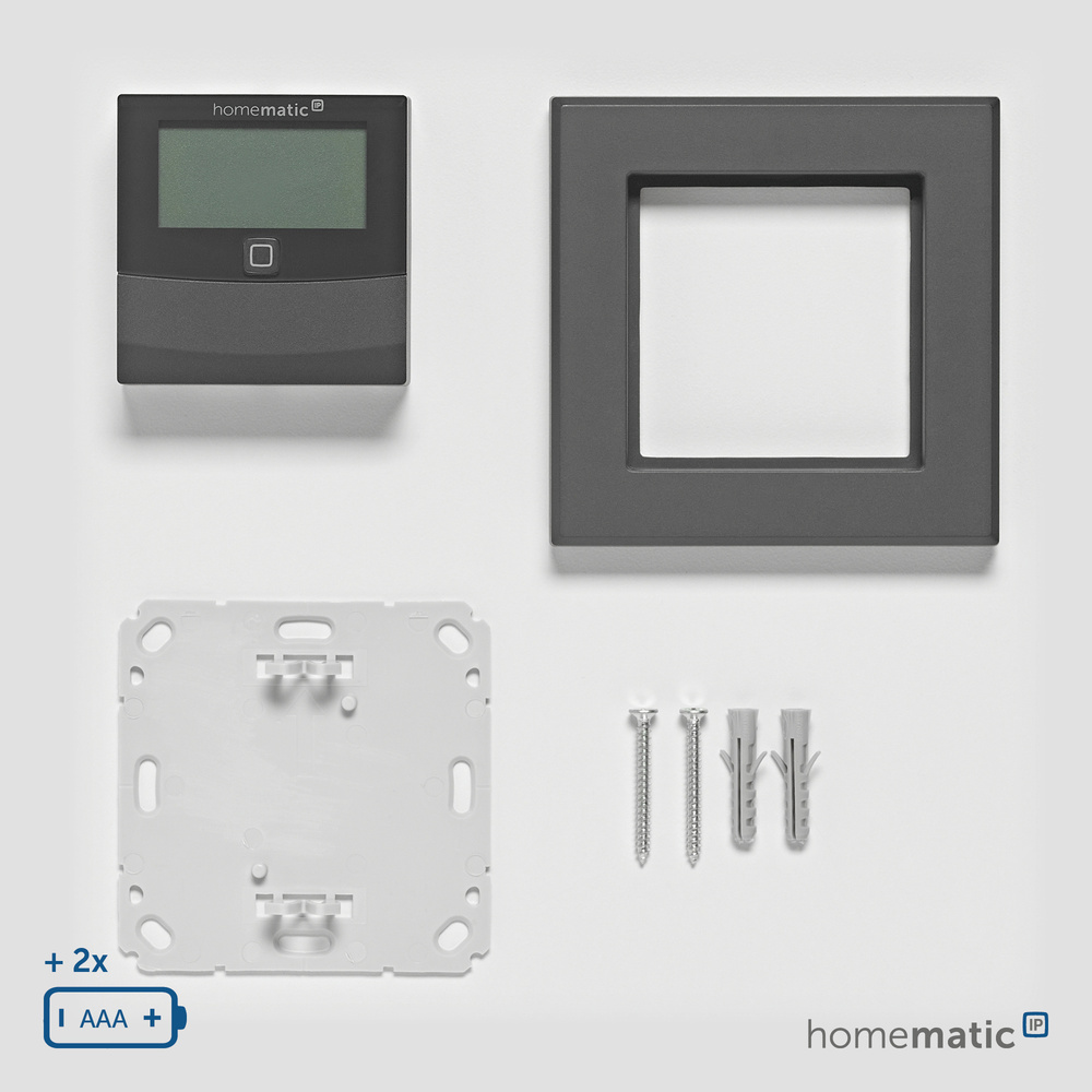 Homematic IP Smart Home Temperatur- und Luftfeuchtigkeitssensor mit Display – innen, anthrazit, HmIP-STHD-A