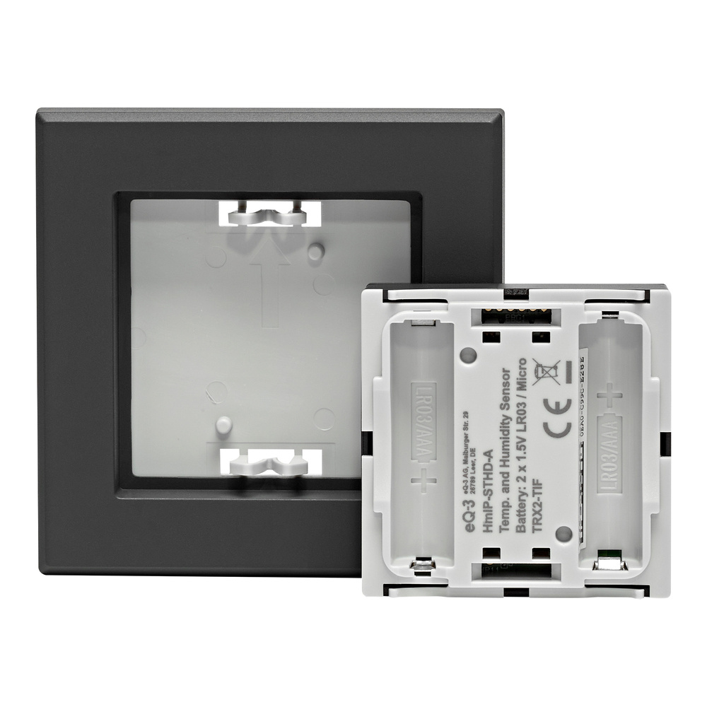Homematic IP Smart Home Temperatur- und Luftfeuchtigkeitssensor mit Display – innen, anthrazit, HmIP-STHD-A