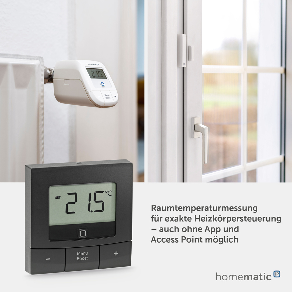 Homematic IP Smart Home Wandthermostat – basic, anthrazit, HmIP-WTH-B-A