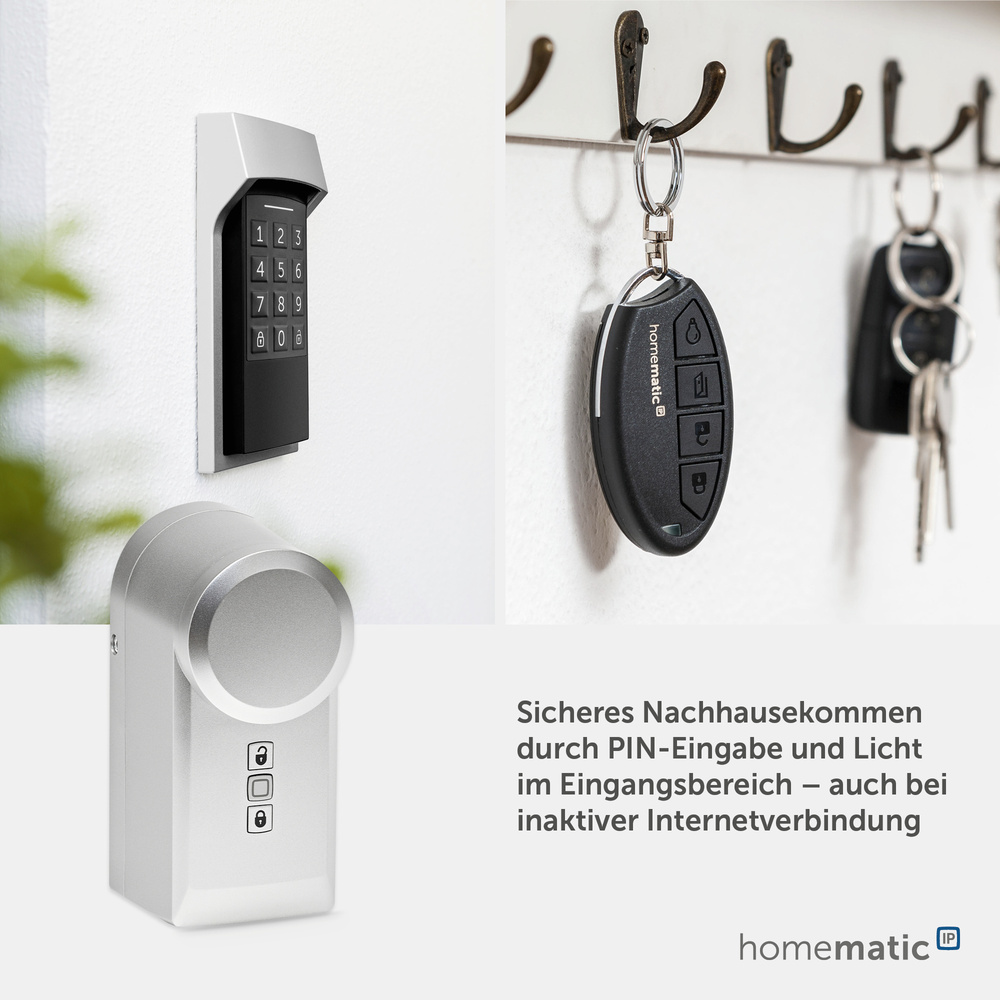 Homematic IP Smart Home Türschlossantrieb, silber, HmIP-DLD-S