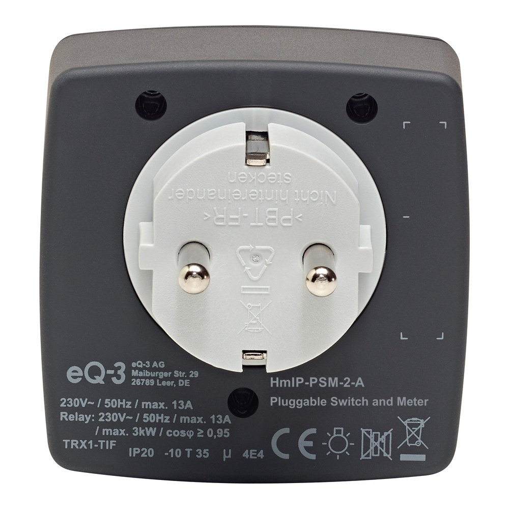 Homematic IP Smart Home Schalt Mess Steckdose mit Energiemessung, HmIP-PSM-2-A, anthrazit