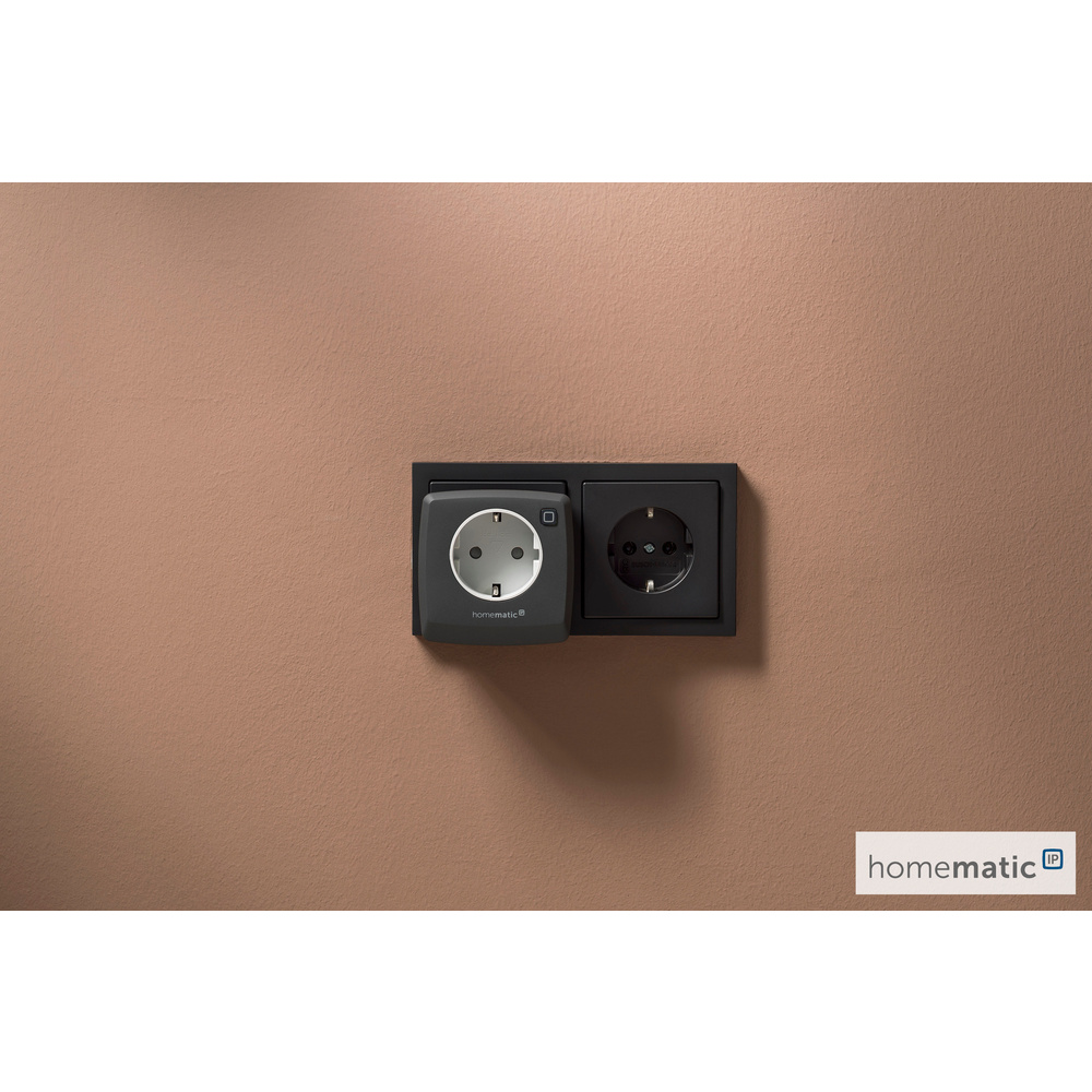 Homematic IP Smart Home Schalt Mess Steckdose mit Energiemessung, HmIP-PSM-2-A, anthrazit
