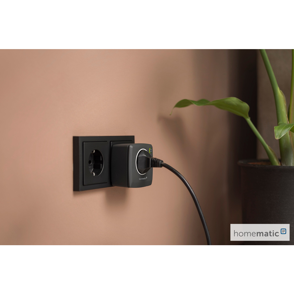 Homematic IP Smart Home Schalt Mess Steckdose mit Energiemessung, HmIP-PSM-2-A, anthrazit