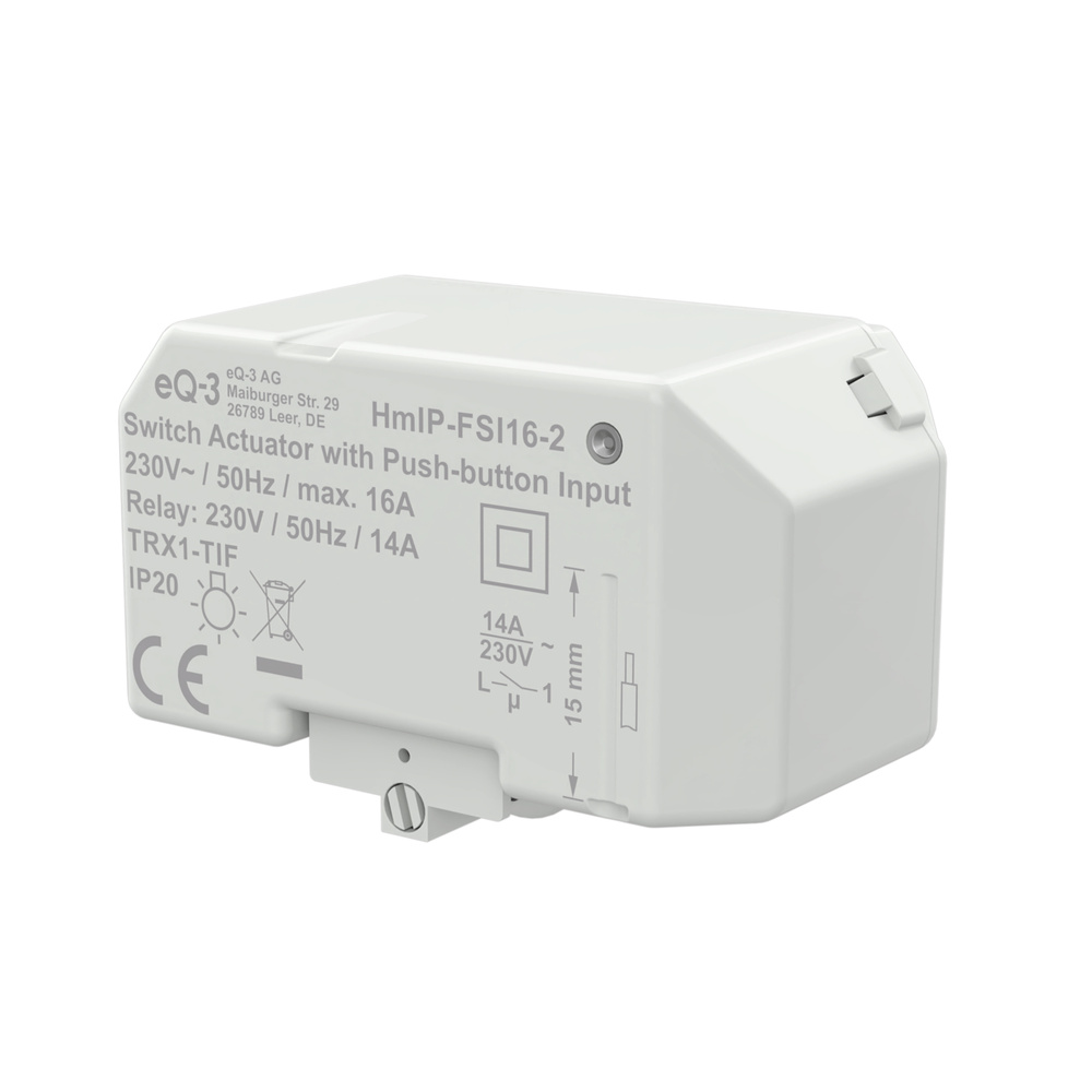 Homematic IP Smart Home Schaltaktor mit Tastereingang (16 A) – Unterputz, HmIP-FSI16-2