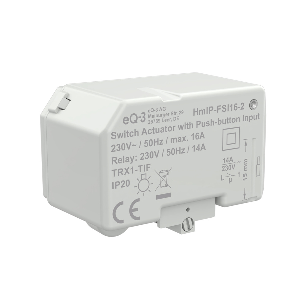 Homematic IP Smart Home Schaltaktor mit Tastereingang (16 A) – Unterputz, HmIP-FSI16-2