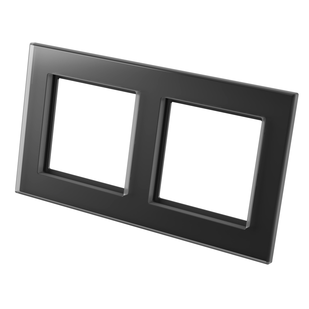 Homematic IP Glasrahmen,  2-Fach, Schwarz, HmIP-GF2-A