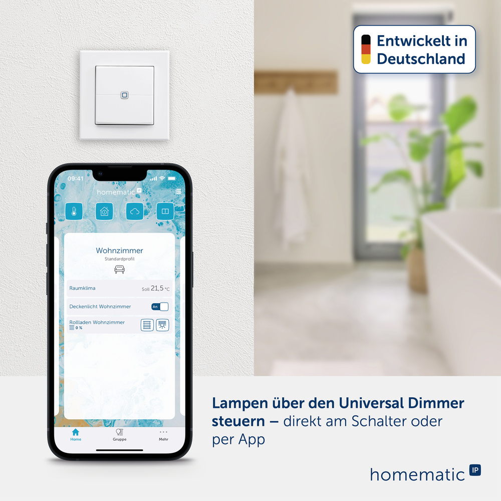 Homematic IP Smart Home Universal Dimmeraufsatz – Taster, HmIP-UDI-PB2