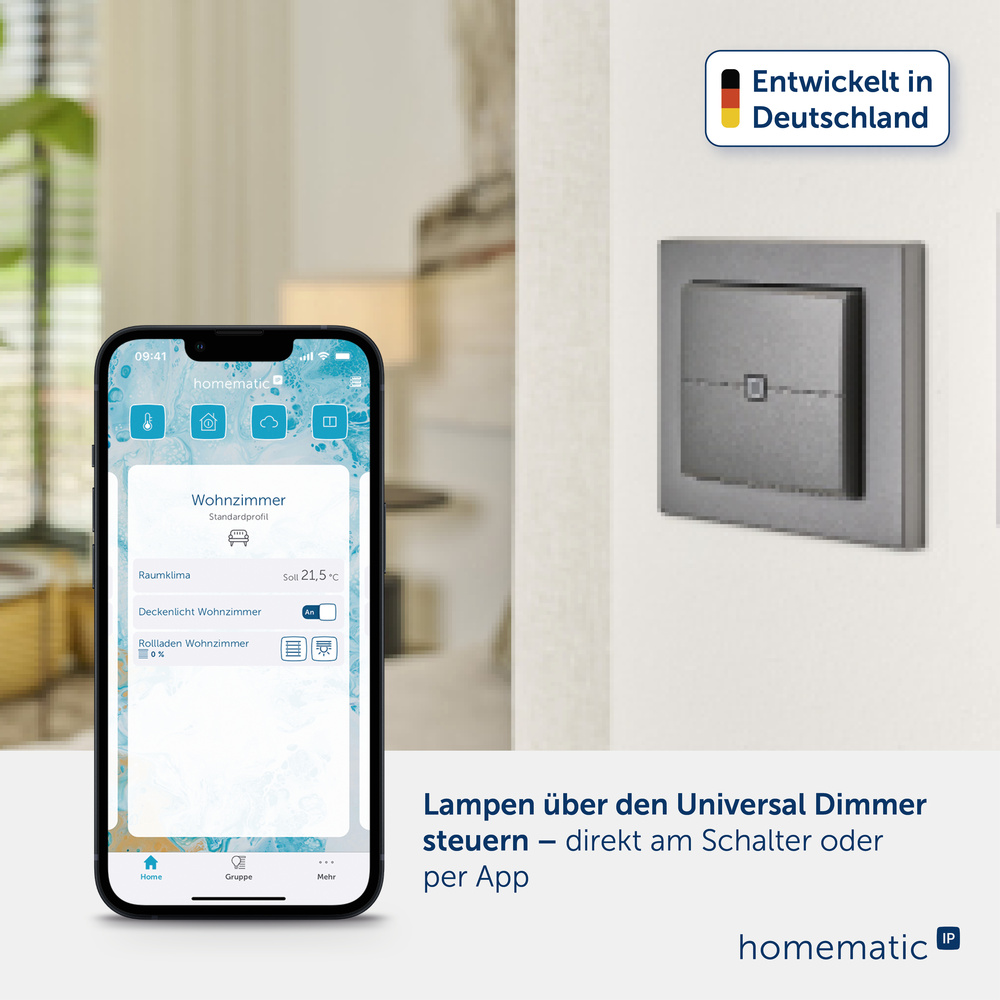 Homematic IP Smart Home Universal Dimmeraufsatz – Taster, HmIP-UDI-PB2-A