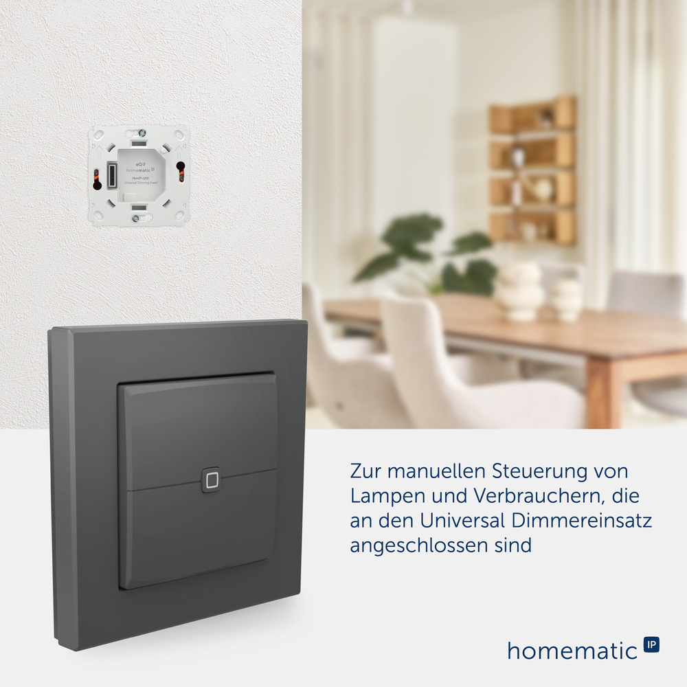 Homematic IP Smart Home Universal Dimmeraufsatz – Taster, HmIP-UDI-PB2-A
