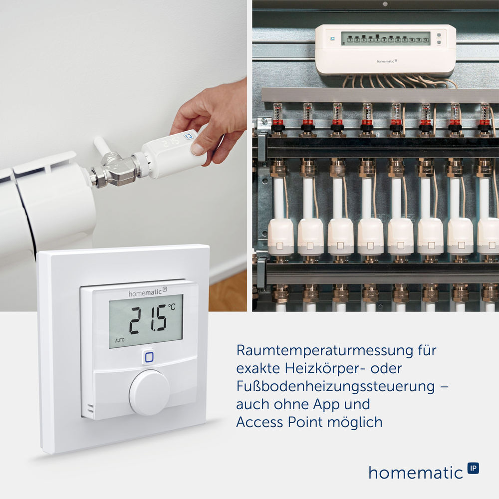 Homematic IP Smart Home Wandthermostat mit Luftfeuchtigkeitssensor, HmIP-WTH-3