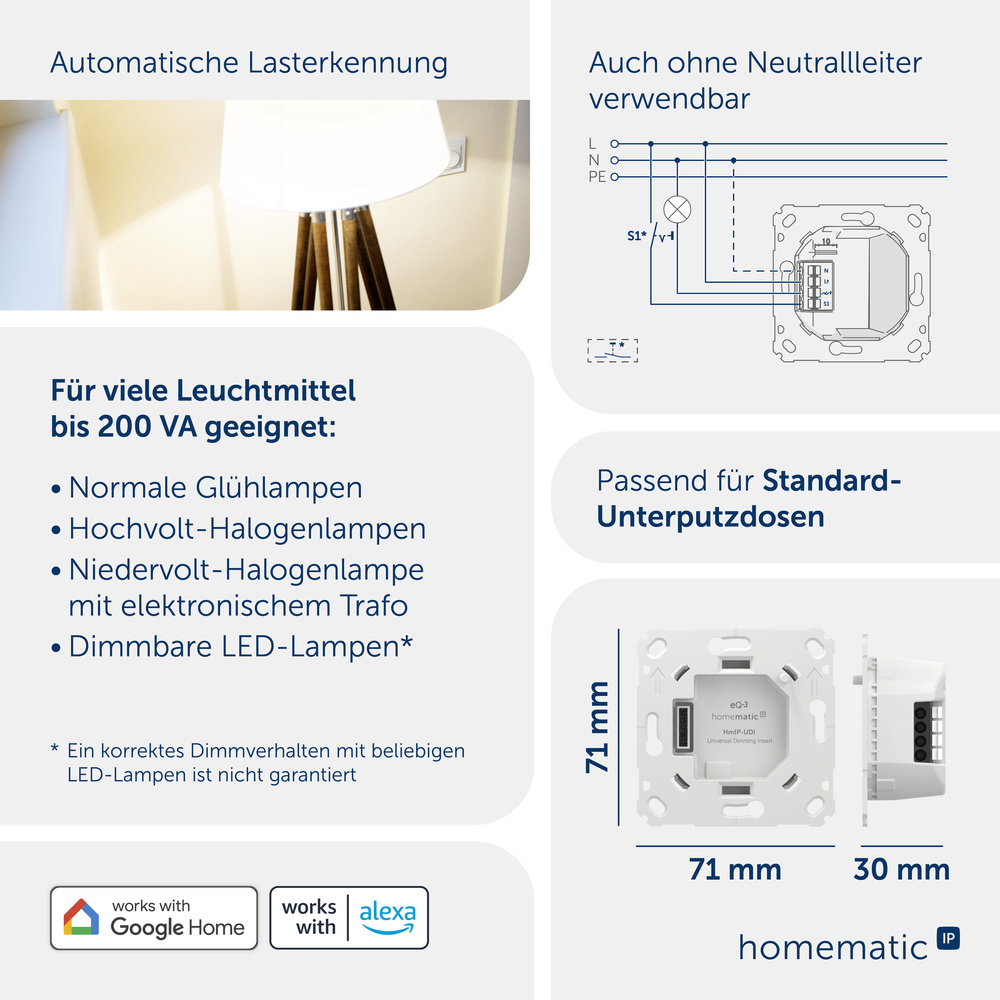 Homematic IP Smart Home Universal Dimmereinsatz, HmIP-UDI