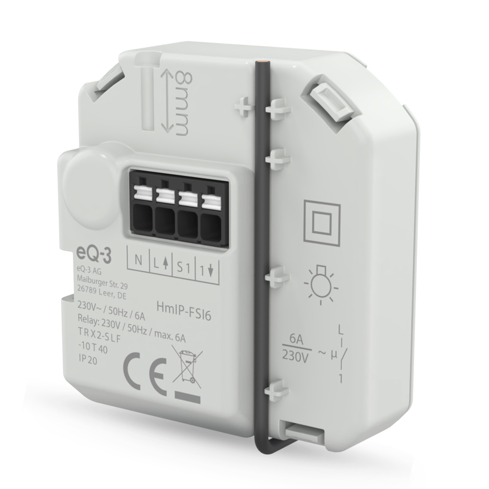 Homematic IP Smart Home Schaltaktor mit Tastereingang (6A) – Unterputz, HmIP-FSI6