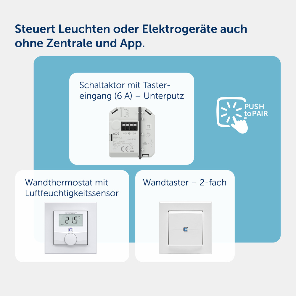 Homematic IP Smart Home Schaltaktor mit Tastereingang (6A) – Unterputz, HmIP-FSI6