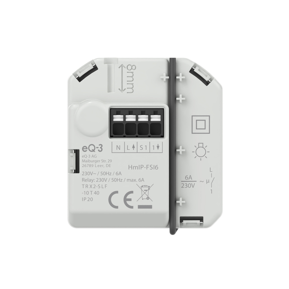 Homematic IP Smart Home Schaltaktor mit Tastereingang (6A) – Unterputz, HmIP-FSI6