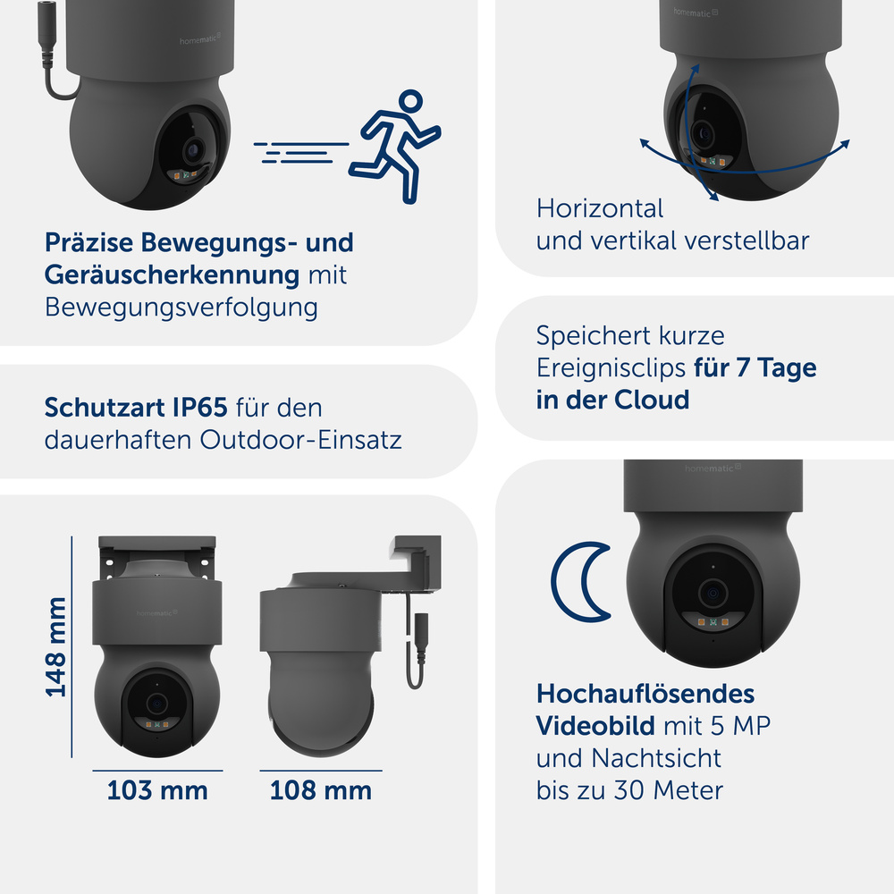 Homematic IP Smart Home Außenkamera, anthrazit, HmIP-CO-A