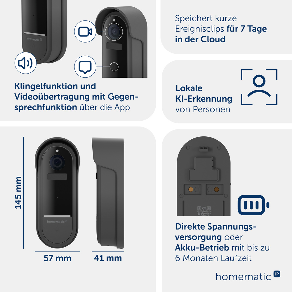 Homematic IP Smart Home Video-Türklingel, anthrazit, HmIP-CODB-A
