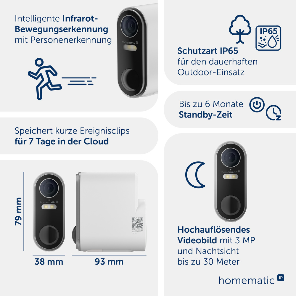 Homematic IP Smart Home Akku-Außenkamera, HmIP-COR