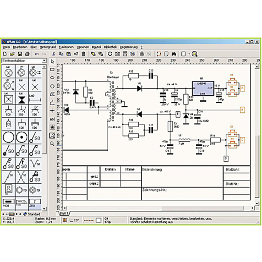 Schaltplan-Entwurfprogramm Splan 5.0