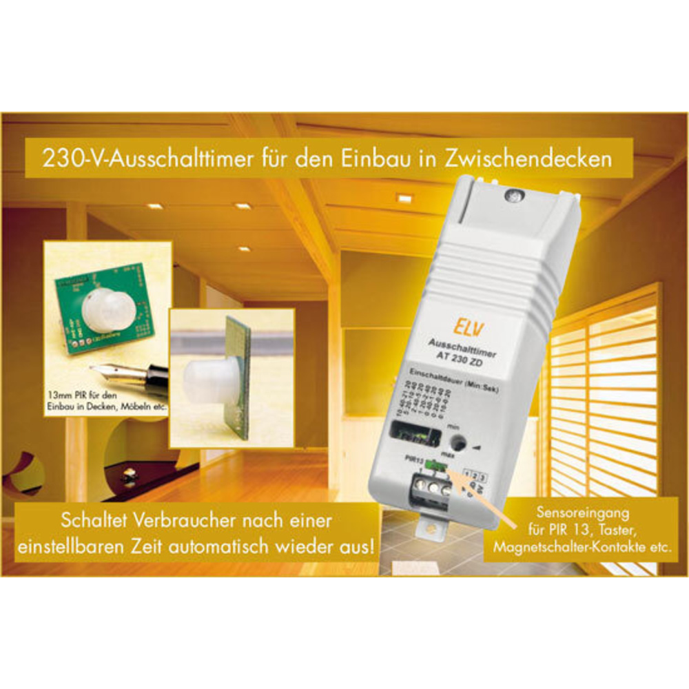230-V-Ausschalttimer AT 230 ZD für den Einbau in Zwischendecken