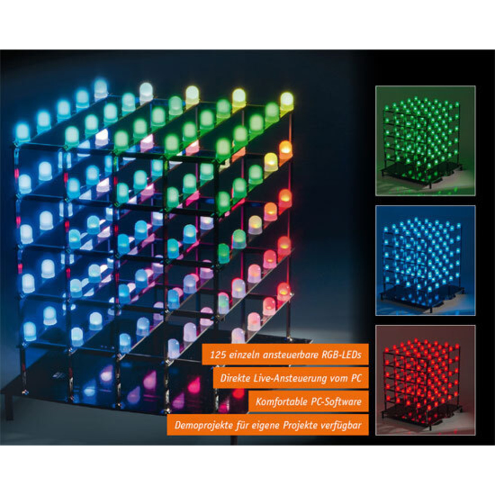 Licht dreidimensional – 5x5x5-RGB-Cube RGBC555 Teil 1/2