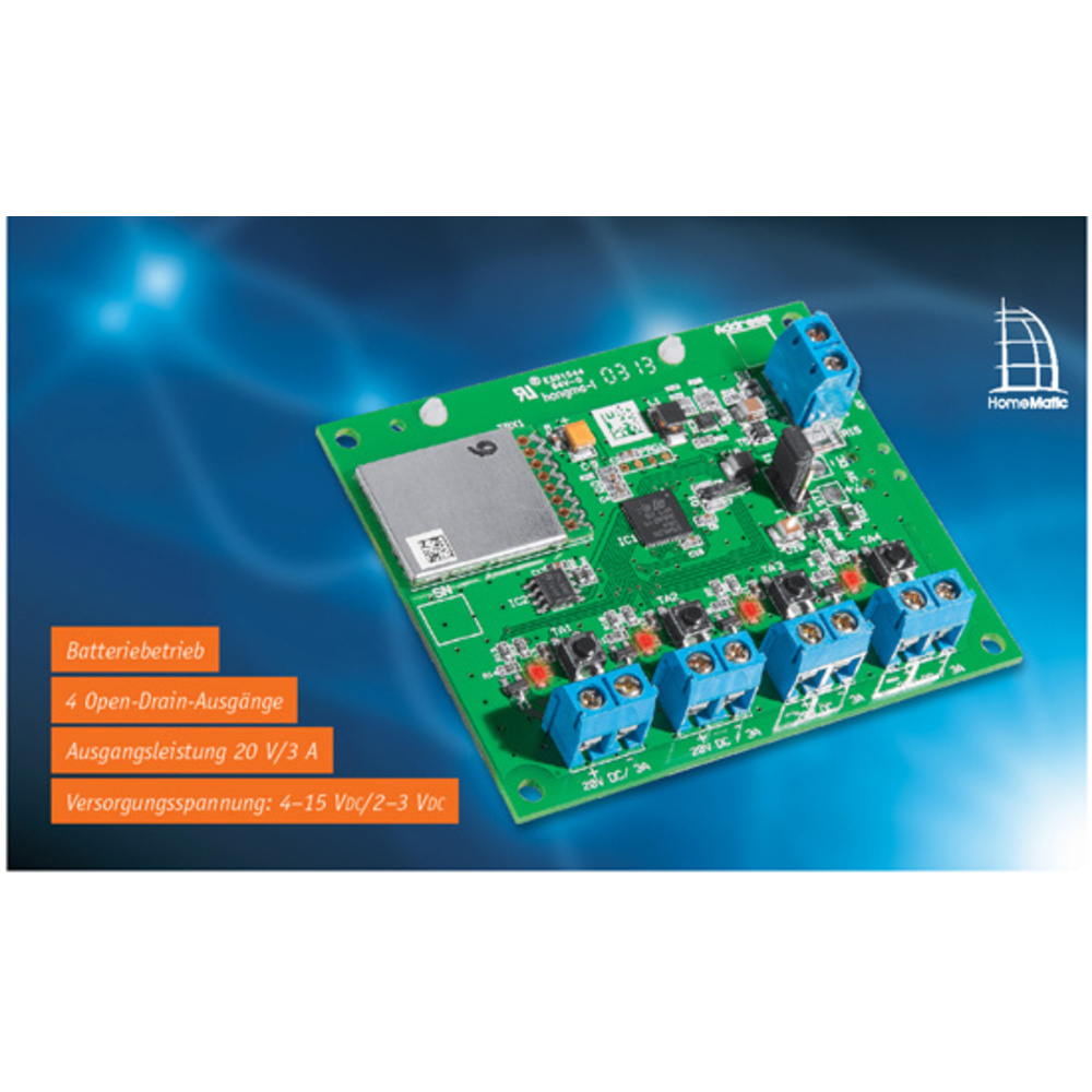 Flexibler Aktor – 4-Kanal-Homematic®-Funk-Schaltaktor für Batteriebetrieb