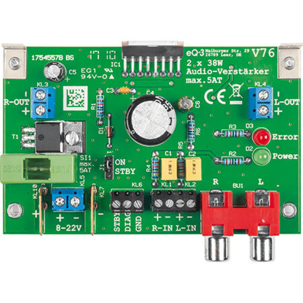 Analog, kompakt und mit Power - 2 x 38-W-Audio-Verstärker V76