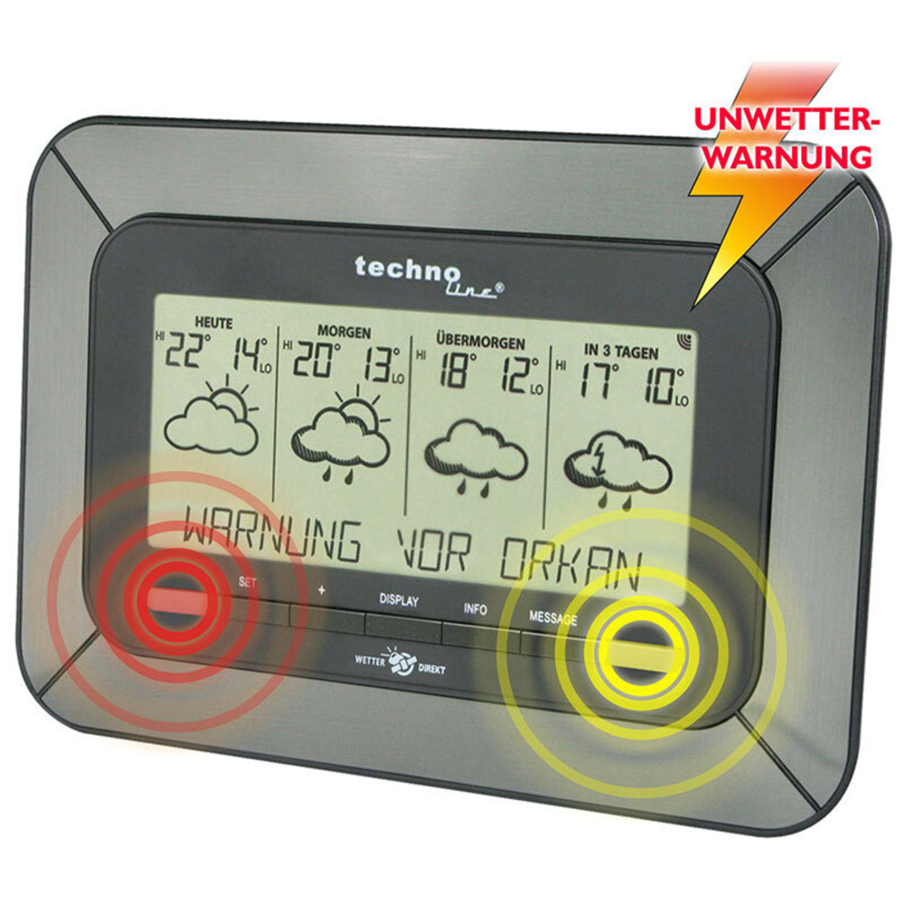 technoline WETTERdirekt Vorhersage-Station WD 4920, Vorhersage 4 Tage, Unwetterwarnung