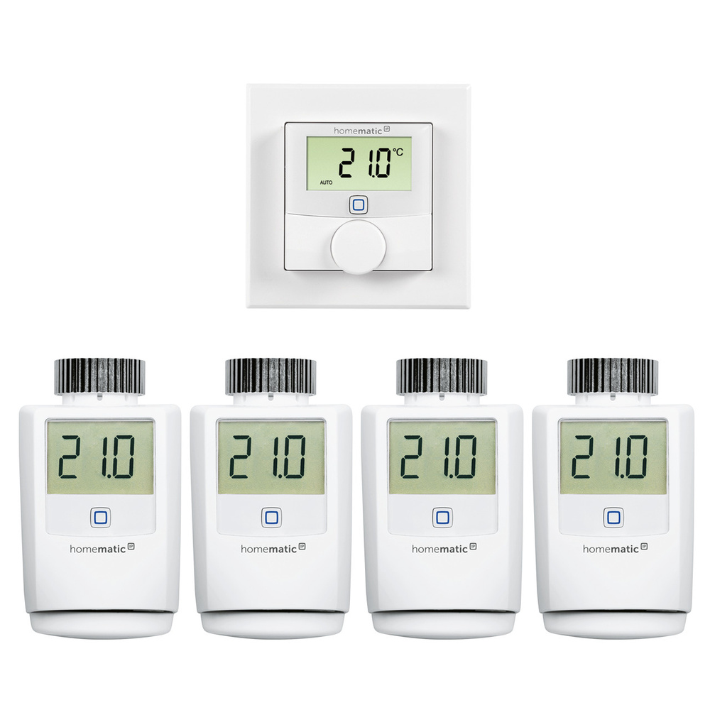 Homematic IP Smart Home Set Heizung mit 4x Heizkörperthermostat und 1x Wandthermostat