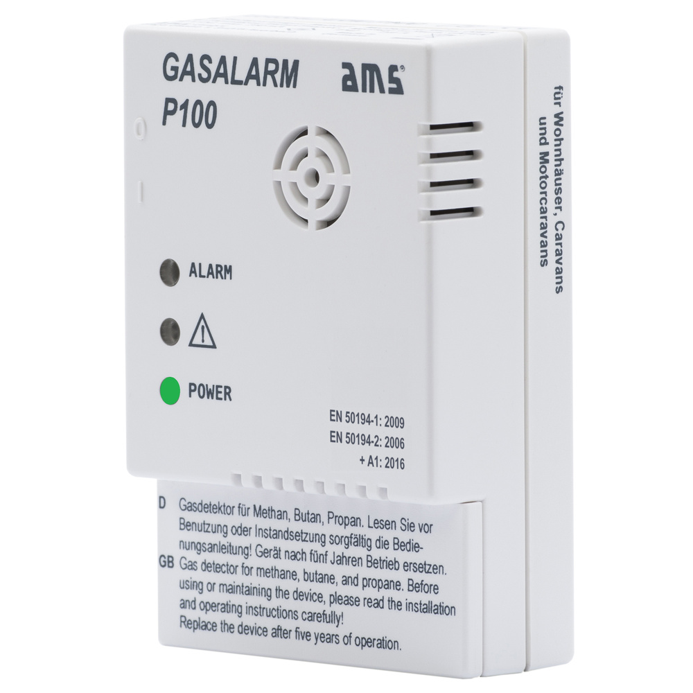 AMS P-100 Gasmelder für Caravans, mit potentialfreiem Schaltkontakt, 12 V DC