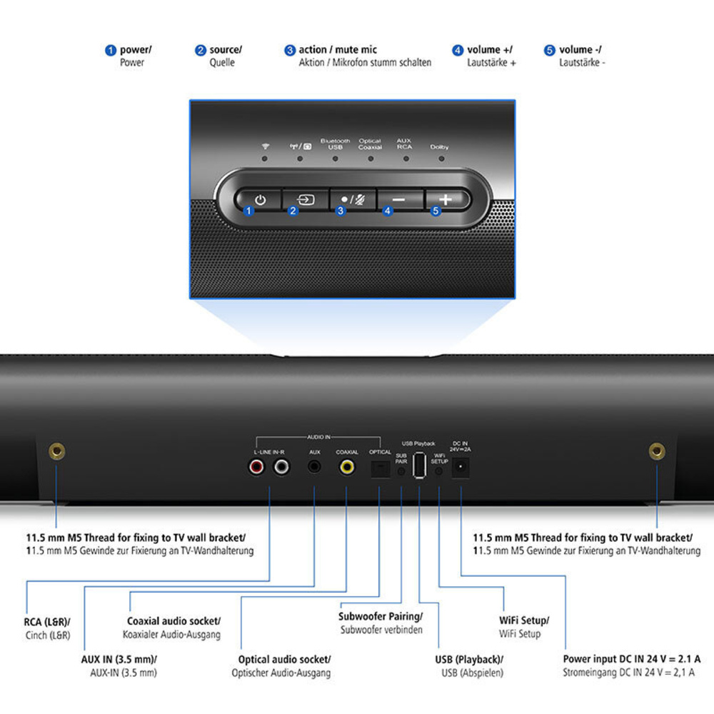 hama Smart-WLAN-Soundbar SIRIUM4000ABT, Bluetooth, WiFi, DLNA, 95-W-RMS