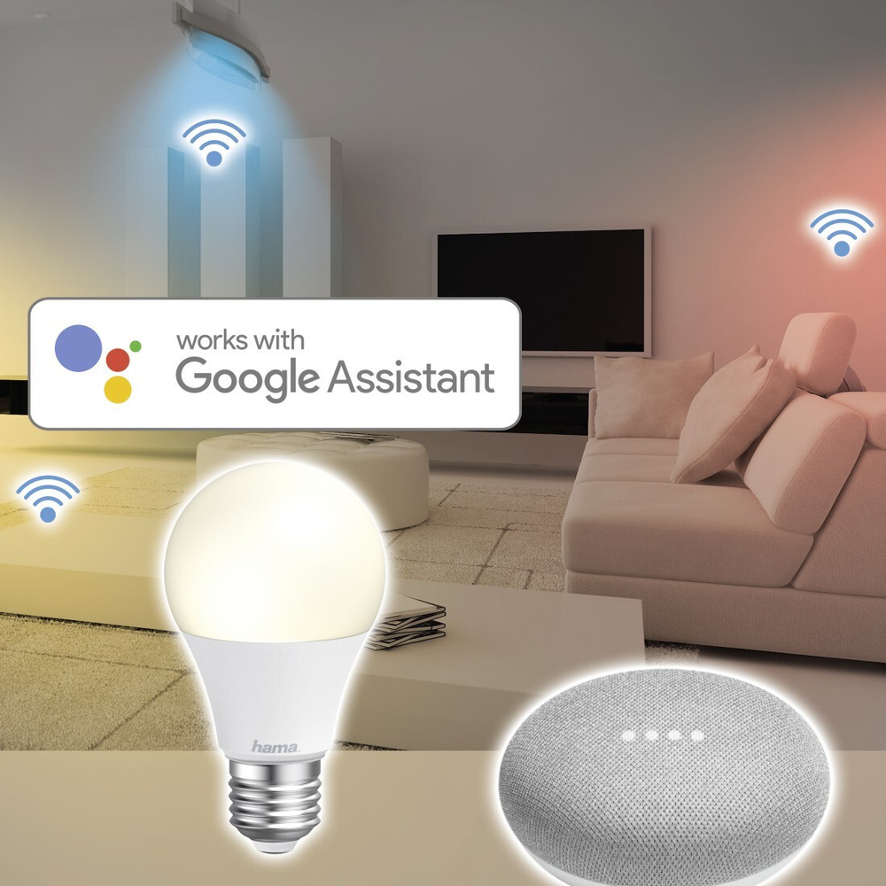 Hama 10-W-WiFi-LED-Lampe E27, dimmbar, Sprachsteuerung mit Amazon Alexa und Google Assistant