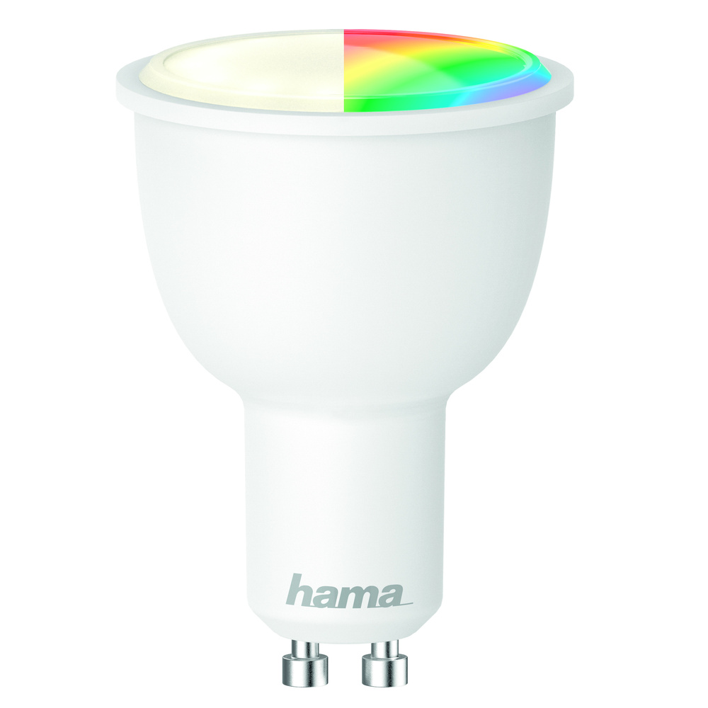 Hama 5,5-W-WiFi-RGB-LED-Lampe, GU10, dimmbar, Sprachsteuerung mit Amazon Alexa und Google Assistant