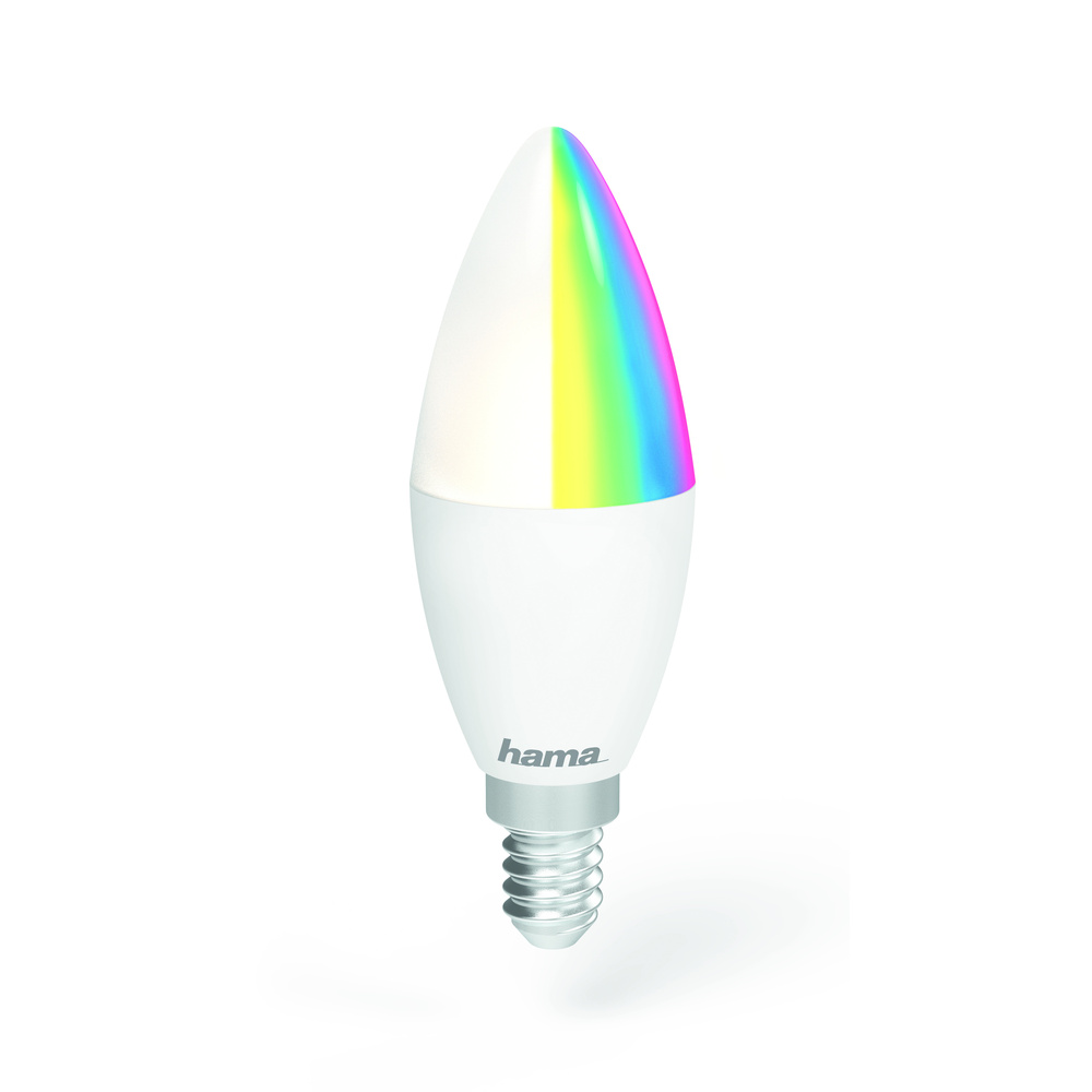 Hama 5,5-W-WiFi-RGB-LED-Kerzenlampe E14, Sprachsteuerung mit Amazon Alexa und Google Assistant